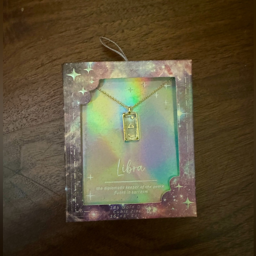 14k gold necklace libra zodiac NWT